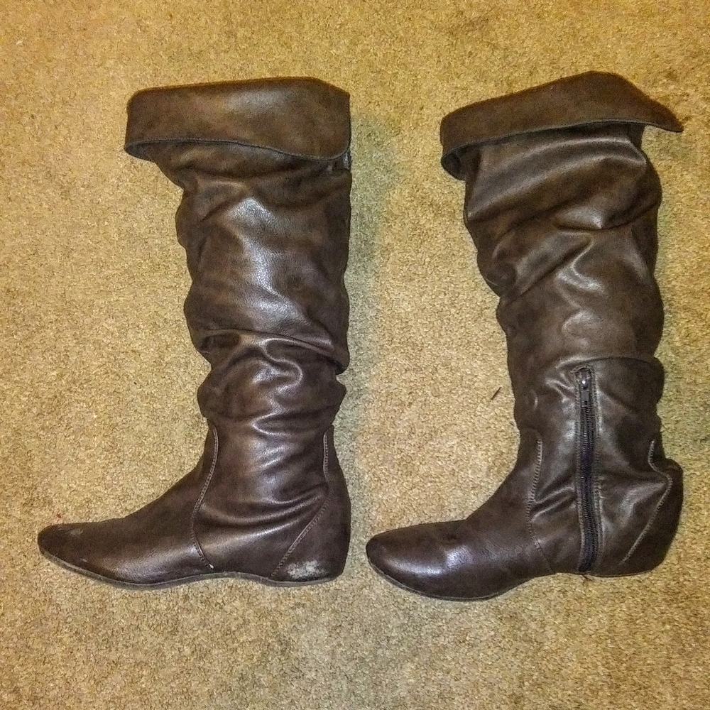 Brown knee boots